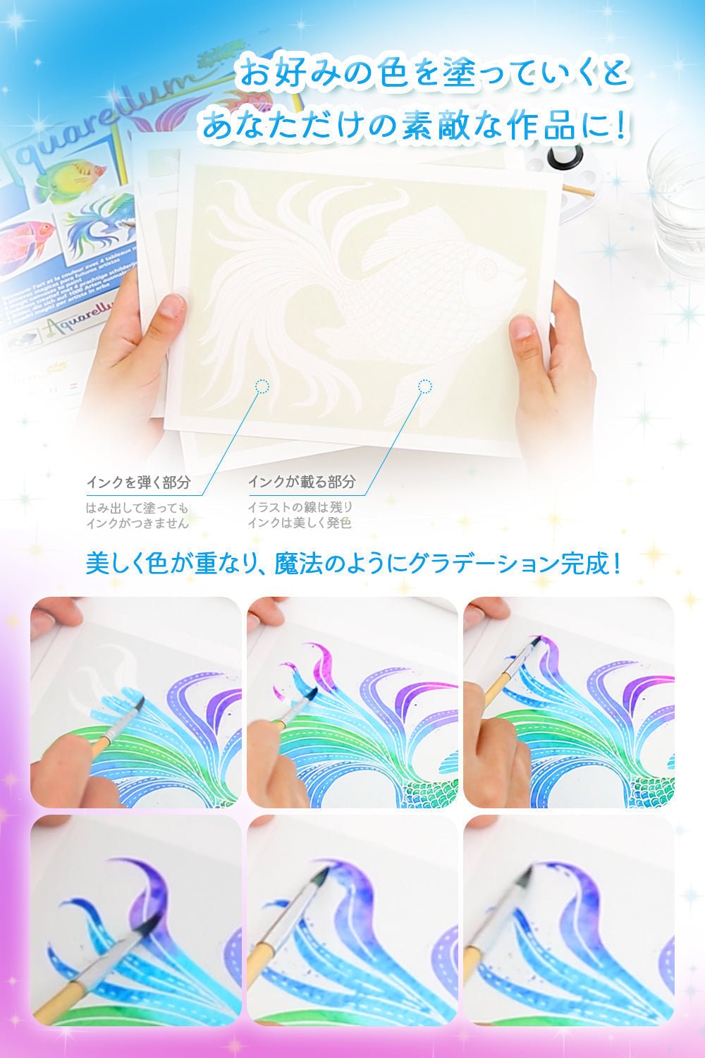 AQUARELLUM アクアレルム 水彩画 キット ぬりえ フランス製塗り絵 絵の具セット 蓄光タイプ ユニコーン – RAPLEA【ラプリー】